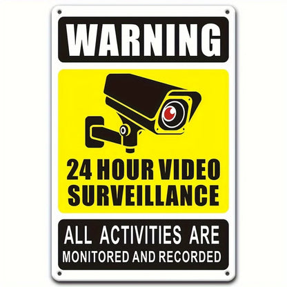 1 panneau 2D plat en aluminium 12x8 pouces, avertissement de surveillance extérieure 24h/24 - Avis de caméra de sécurité CCTV durable