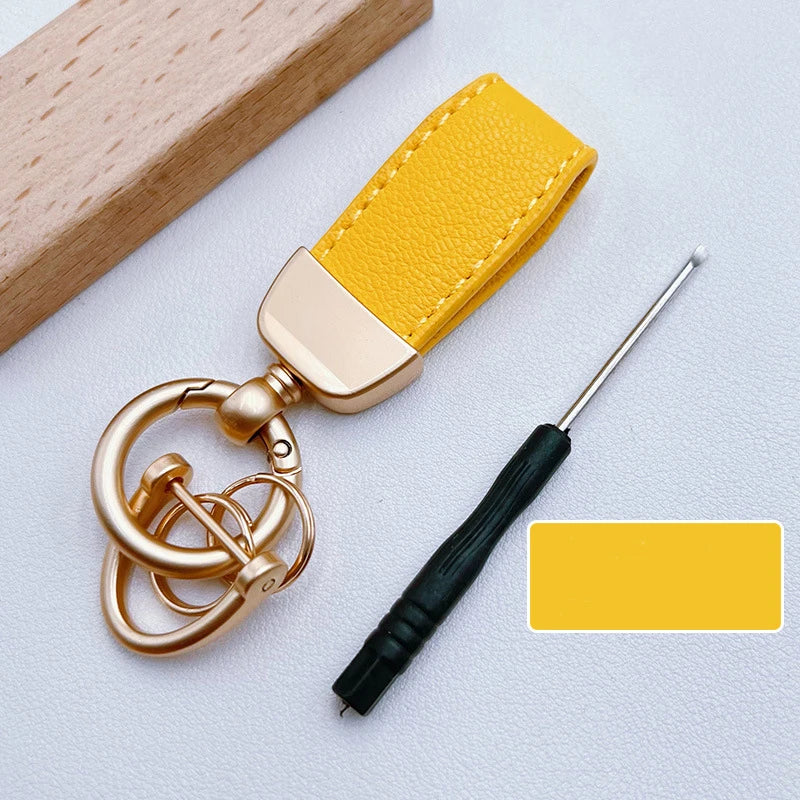 Luxury Suede Leather Flip Fur Keychain | Car Key Accessory