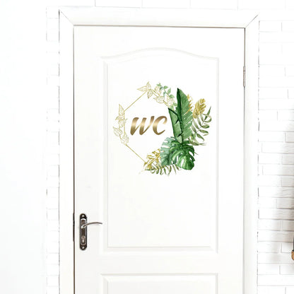 Green Plants WC Wall Sticker | Waterproof Vinyl Bathroom Decoration