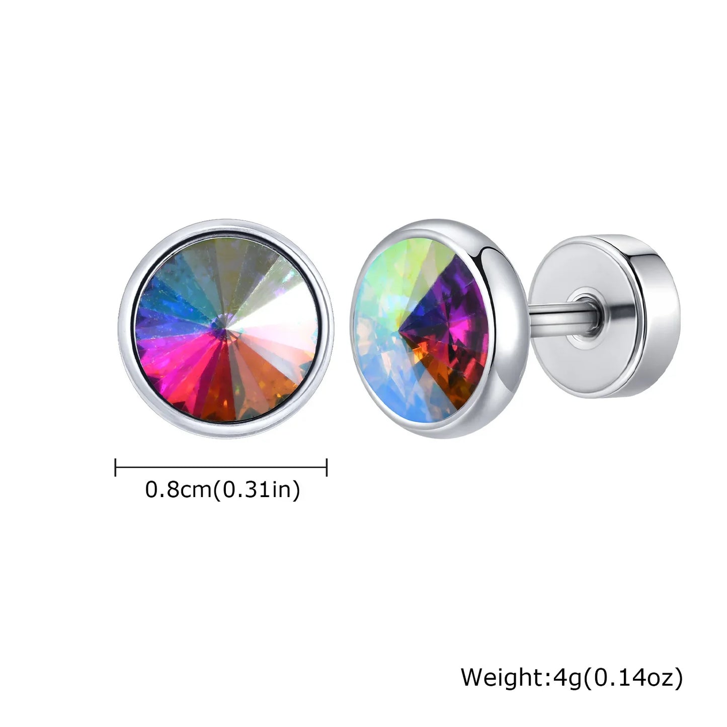Stainless Steel Men’s Earrings | 8mm Multi-Faceted Screw Back Stud
