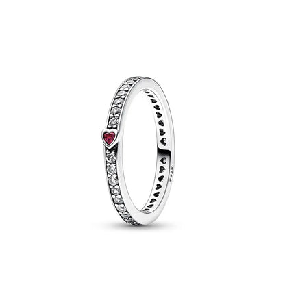 925 Sterling Silver Blue Green Heart Ring | Women's Wedding Band with Zircon