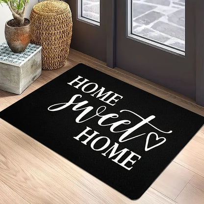 VIKAMA Felpudo de Bienvenida "HOME SWEET HOME" con Diseño de Corazones para el Día de San Valentín, Alfombra Antideslizante para Jardín Exterior, Regalo de Vacaciones, Decoración del Hogar