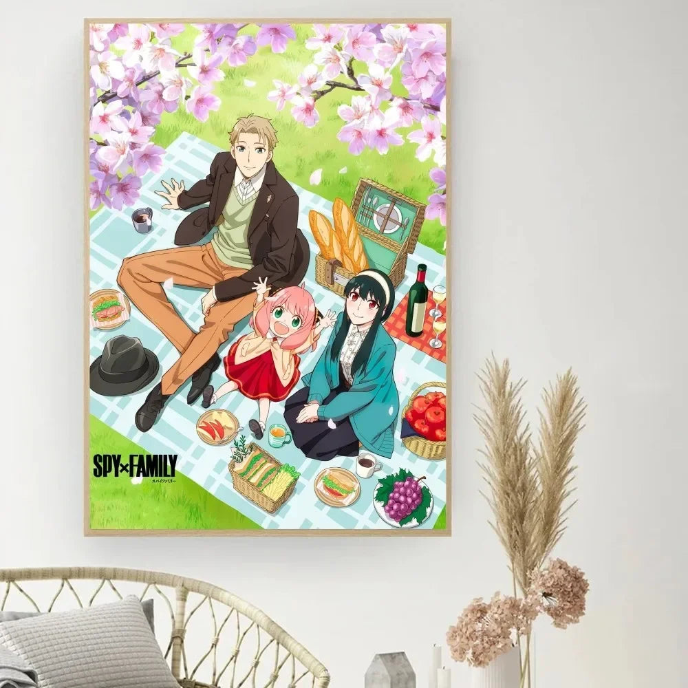 Lienzo clásico retro, anime "Spy X Family", póster impreso en HD, pintura decorativa para el hogar, sala de estar, dormitorio