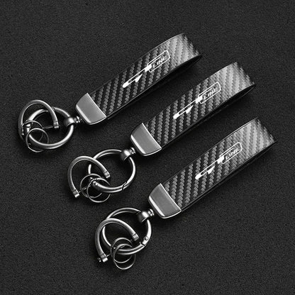 Carbon Fiber Style Keychain for KIA Models | Microfiber Leather Key Ring