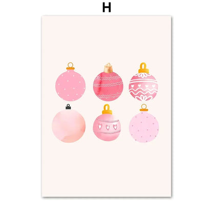 Arte de pared moderno y sencillo, árbol de Navidad rosa, Papá Noel, impresión en lienzo HD, póster, decoración para sala de estar, dormitorio