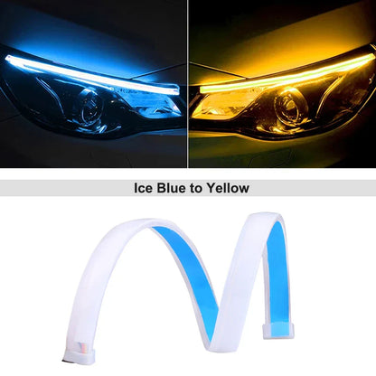 LED DRL Car Daytime Running Light Flexible Waterproof Strip | Auto Headlights White Turn Signal Brake Flow Lights 12V
