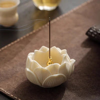Ceramic Lotus Incense Burner Brass Gourd-shape Incense Holder Incense Stick Holder for Yoga Meditation Spa Home Decor