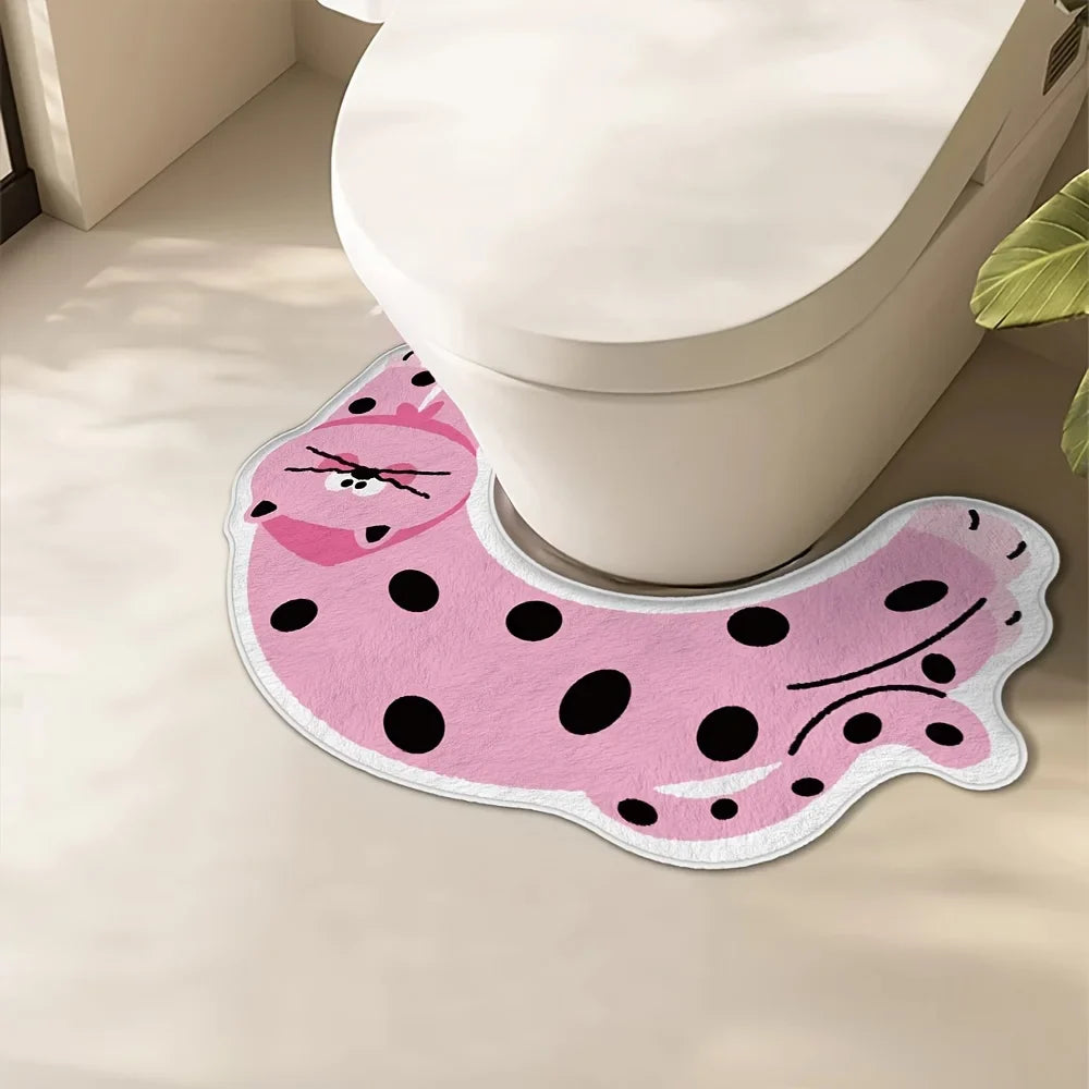 VIKAMA Diatomaceous Earth Bathroom Floor Mat Surround Shape Toilet Floor Rug Absorbent Non-Slip Mat Anti-Fouling Bathroom Decora