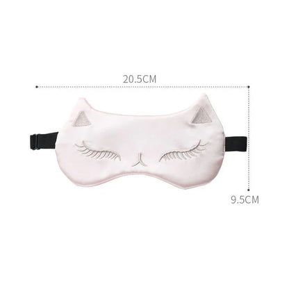 Cat Silk Sleep Eye Mask | Cute Light Blocking Eye Cover for Travel and Nap