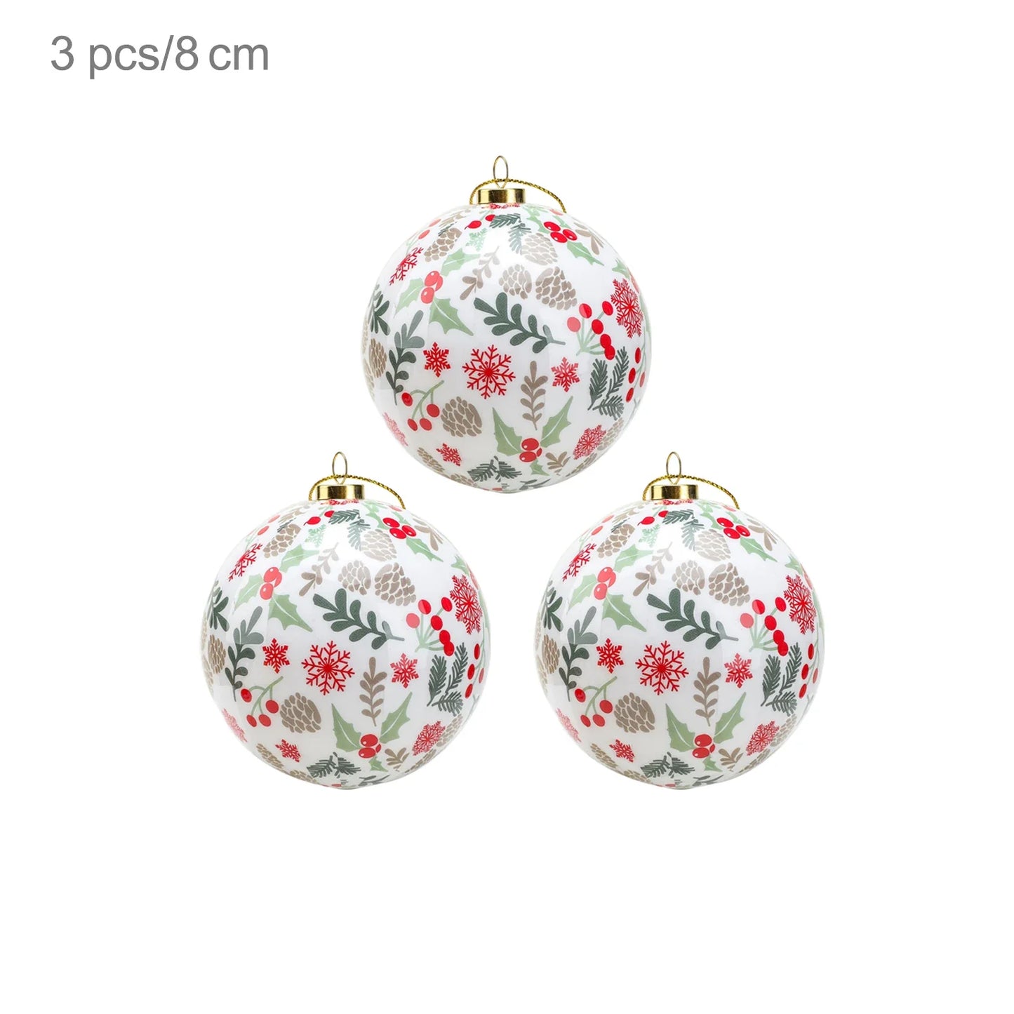 3 boules de Noël 8cm Cadeaux Originaux Décoration de Noël 2024 Décorations de Sapin de Noël Cadeau Pendentifs Boules