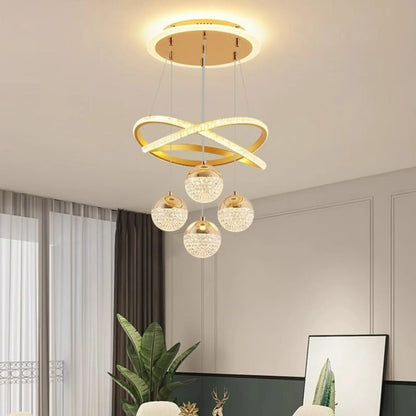 LED Pendant Light with Remote Control Three Color Dimming Simple Living Room Dining Room Bar Counter Staircase Pendant Light