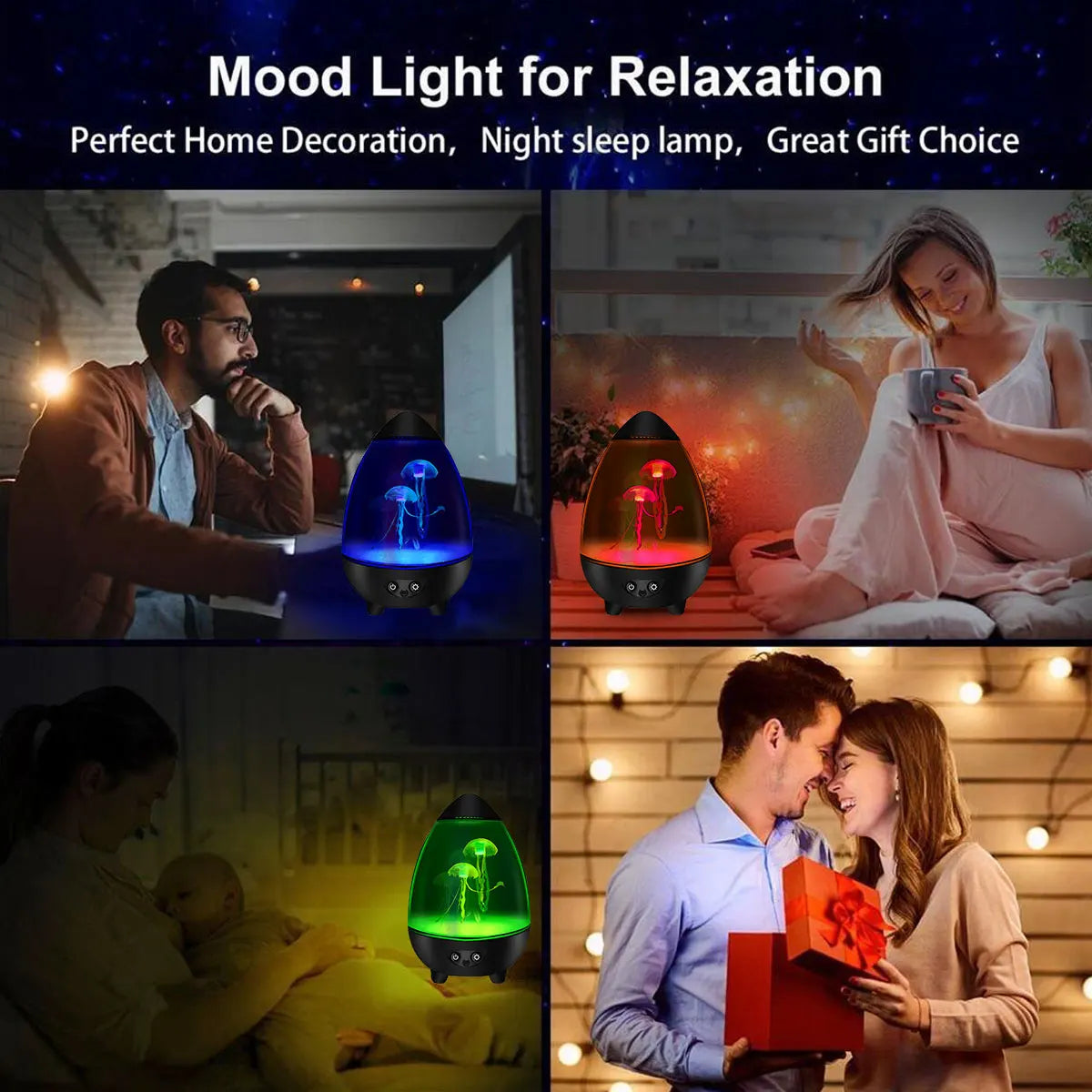 LED Jellyfish Lamp RGB Mood Light USB Night Light with Remote Aquarium Desk Decor