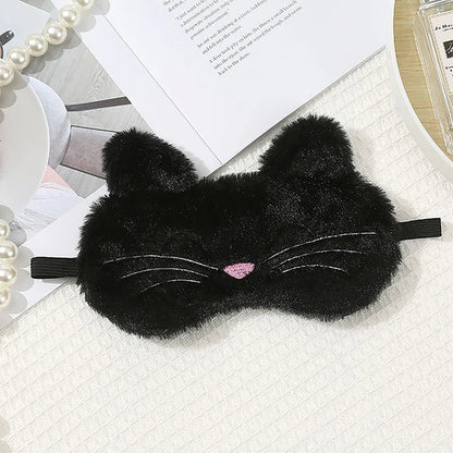 Cute Cat Plush Sleep Mask | Soft Light Blocking Eye Cover for Travel and Home