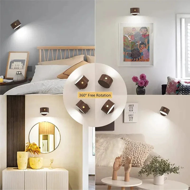 Touch Control Wall Lamp USB Rechargeable Dimmable LED Reading Light Bedroom