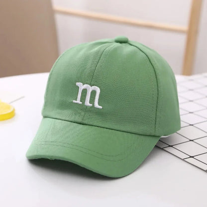 Kids Unisex Baseball Cap with M Letter Embroidery | Adjustable Cotton Sun Hat