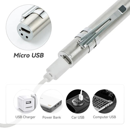 Mini Portable LED Pen Light | USB Rechargeable Medical Flashlight with Stainless Steel Clip