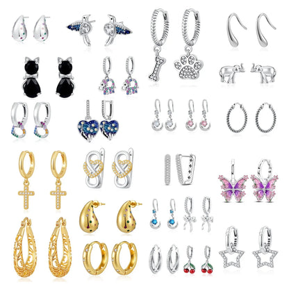 925 Sterling Silver Elephant Cherry Earrings | Sparkling Stud Earrings for Women