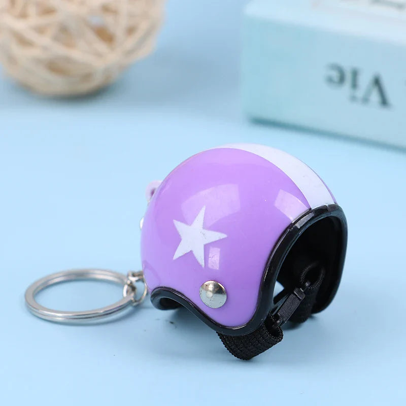 Mini Motorcycle Helmet Keychain | Cute Metal Key Ring for Women and Men