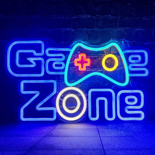 Game Zone Letrero de neón LED para decoración de pared, alimentado por USB para dormitorio, bar, tienda, sala de juegos, cueva de hombre, regalo para amantes de los videojuegos