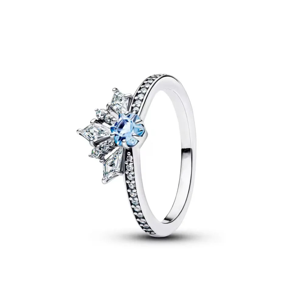 Sterling Silver Zircon Ring Set | Butterfly Snowflake Rose Design