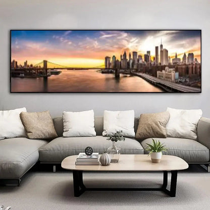 Art mural moderne et minimaliste, Paysage marin Goldenwood Bridge, Impression sur toile, Décoration de fond pour salon