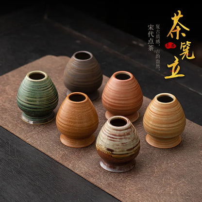 Soporte de bambú para batidor de té Matcha Chasen, espiral de cambio de horno japonés, molinillo, accesorios para el té, juego de té