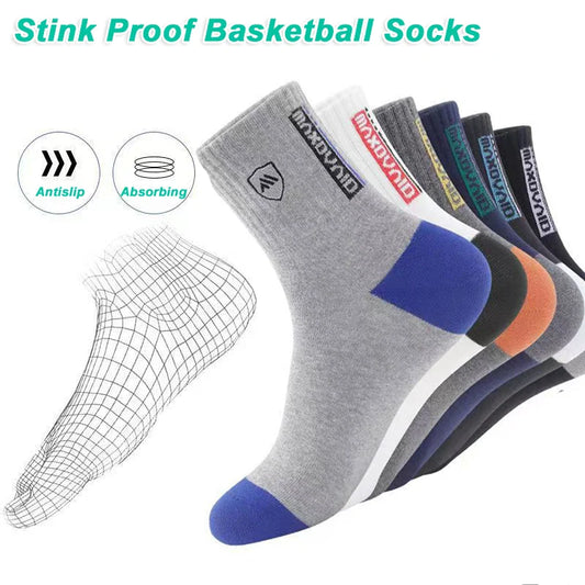 Chaussettes mi-longues en coton épais 100% absorbantes, anti-odeurs, style sport et business, pour homme, tendance basketball, automne