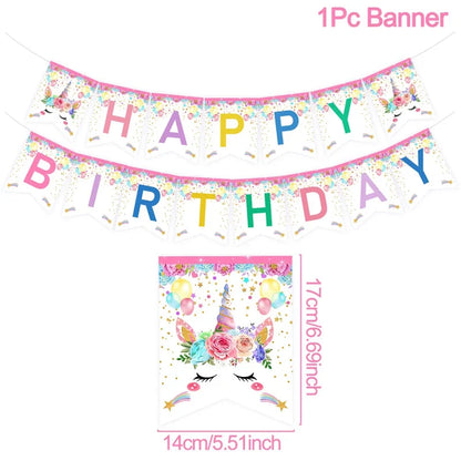 Rainbow Unicorn PE Tablecloth Happy Unicorn Theme Birthday Party Decorations Kids Favors Table Cover Girls Baby Shower Supplies