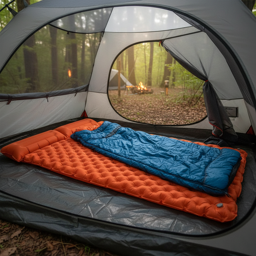 Outdoor Double Inflatable Mattress Extra Wide Camping Sleeping Pad Ultralight Bed