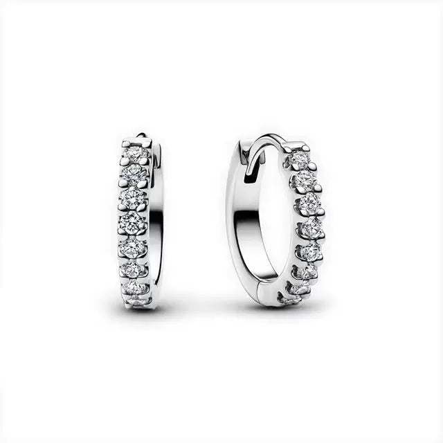 925 Silver Moon Star Earrings | White Zircon Love Pendant Jewelry for Women