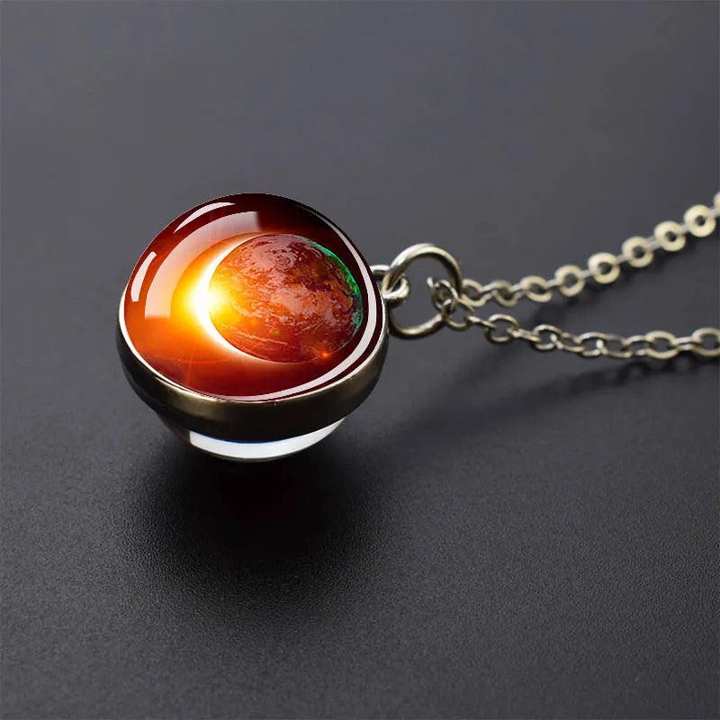 Solar System Galaxy Pendant Necklace | Unisex Astronomy Jewelry Gift