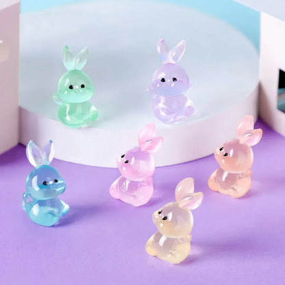 Lapins lumineux miniatures 10/50PCS, décoration de micro-paysage de mousse, figurines de lapin, accessoires de bricolage pour maison de poupée de jardin féerique en résine