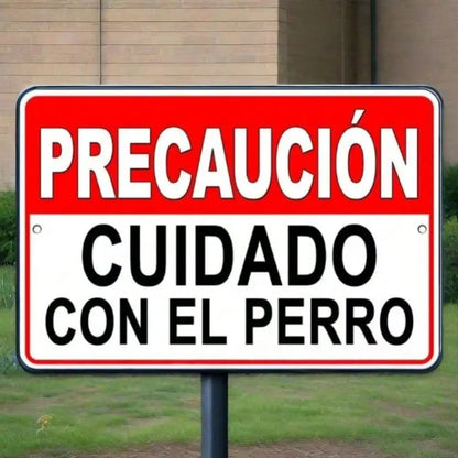 Spanish 'Beware of Dog' Sign – Precaución Cuidado Con El Perro Bite | Rustic Warning Decor,room decor，halloween decor，home decor