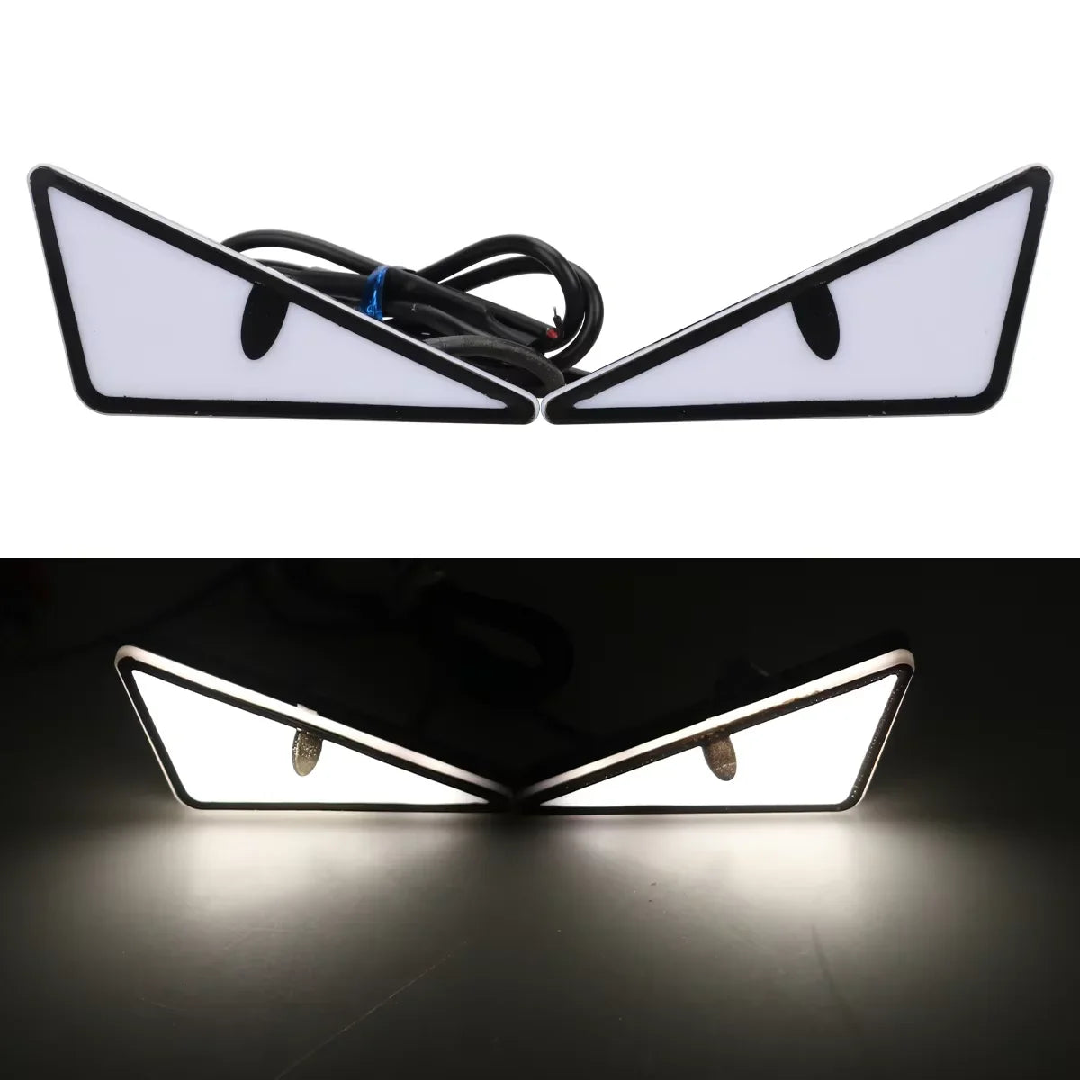 2PCS Car LED Demon Eye Light Semicircle Eagle Eye Motorcycle Tail Decorative Lights Dynamic Strobe Turn Signal Light Universal