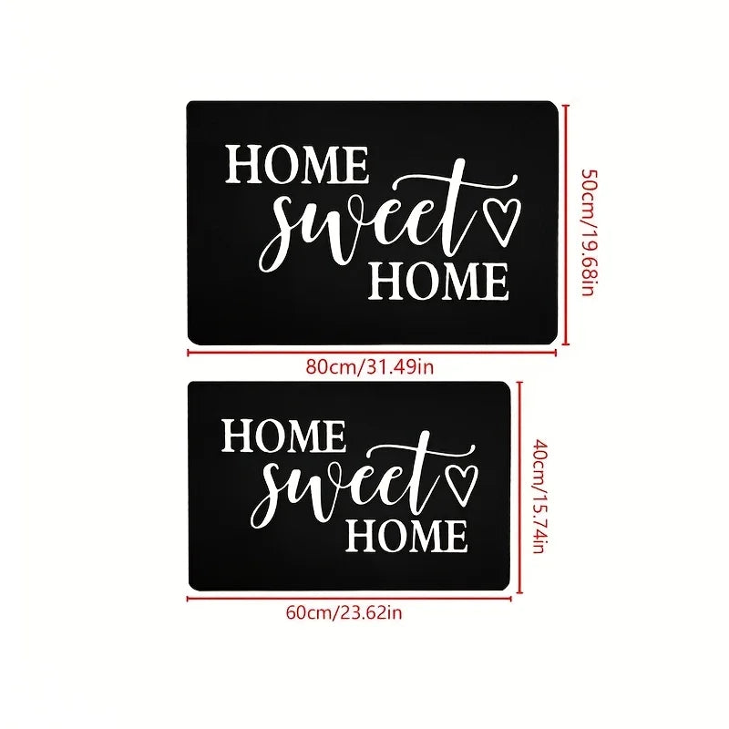 VIKAMA Felpudo de Bienvenida "HOME SWEET HOME" con Diseño de Corazones para el Día de San Valentín, Alfombra Antideslizante para Jardín Exterior, Regalo de Vacaciones, Decoración del Hogar
