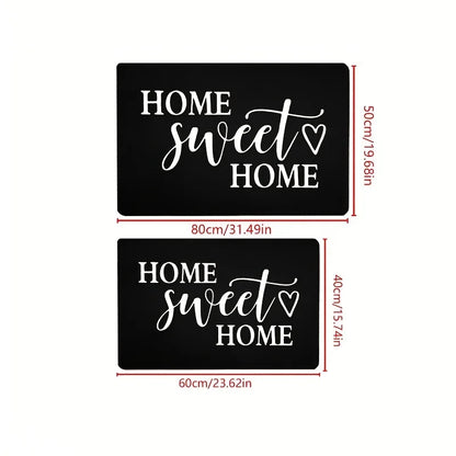VIKAMA Felpudo de Bienvenida "HOME SWEET HOME" con Diseño de Corazones para el Día de San Valentín, Alfombra Antideslizante para Jardín Exterior, Regalo de Vacaciones, Decoración del Hogar