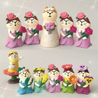 Figura de Zakka de boda de gato lindo, novia, cochecito de bebé, modelo de resina, miniaturas, adornos para pastel, manualidades, accesorios de escritorio