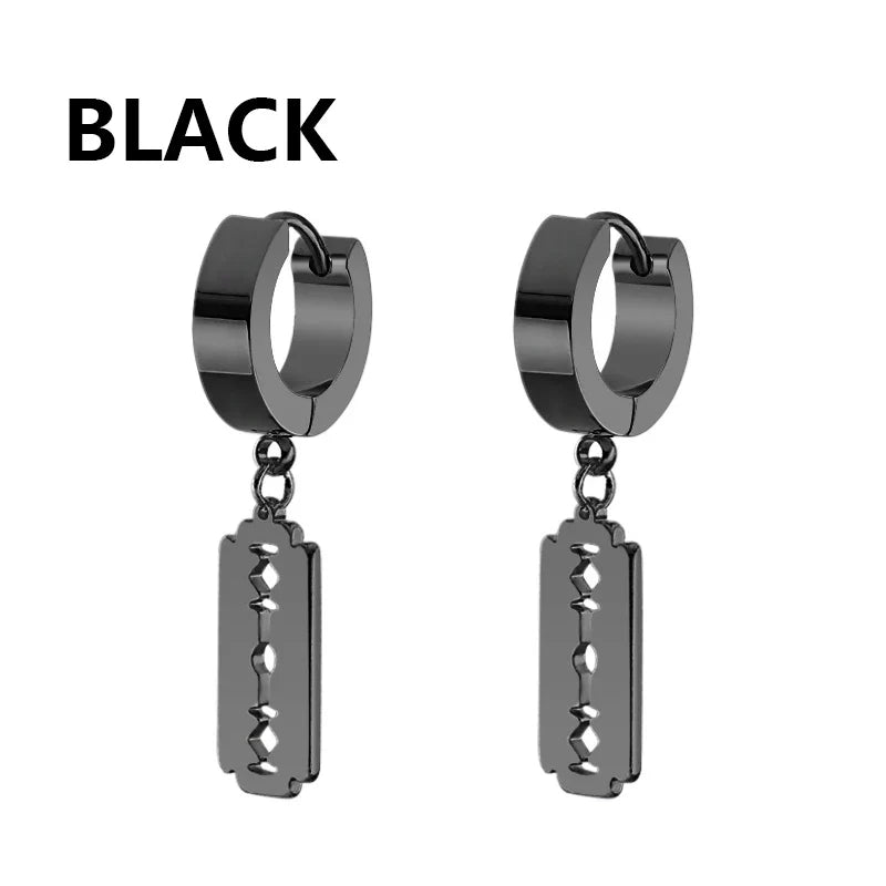 Black Cross Earrings for Men Women | Stainless Steel Punk Studs