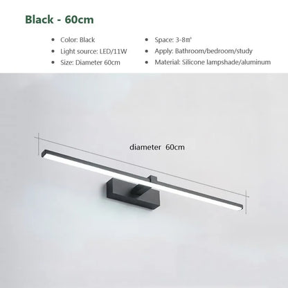 LED Bathroom Mirror Light – Waterproof Wall Lamp for Makeup Vanity in White/Black