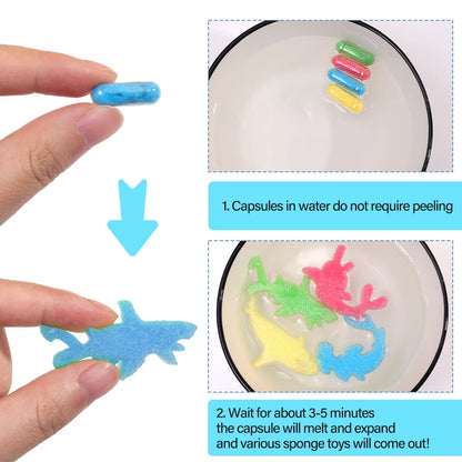 3Pcs Expanding Sponge Capsule Toys | Dinosaur and Sea Animal Bath Puzzles