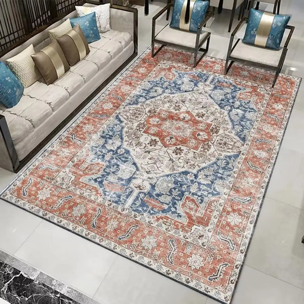 VIKAMA Alfombra nórdica grande para sala de estar, estilo retro, alfombra de dormitorio, decoración del hogar marroquí, sofá, mesa de té, alfombra de área grande