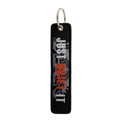 No Risk No Fun Embroidery Keychain | Motorcycle Key Fob Gift