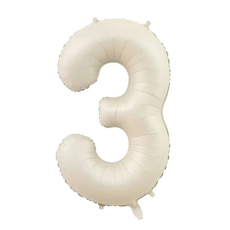 Cream Foil Number Balloons 1-9 Set | Large Digital Birthday Party Decor
