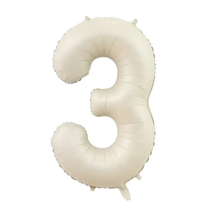 Cream Foil Number Balloons 1-9 Set | Large Digital Birthday Party Decor
