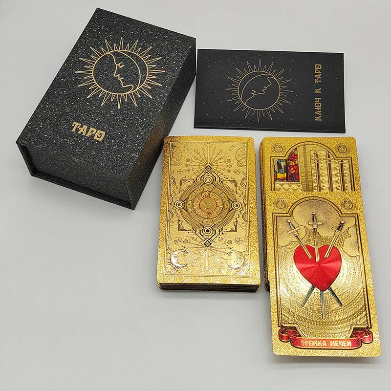Cartes de Tarot russes de divination de luxe en feuille d'or de haute qualité Jeux de société prédictifs pour le marché russe