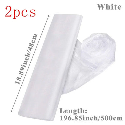5/10m Wedding Decoration Tulle Roll Crystal Organza Sheer Fabric For Wedding Birthday Party Backdrop Weeding Chair Sashes Decor