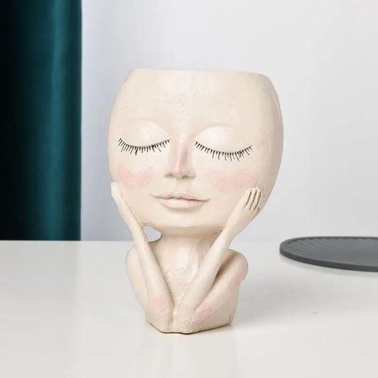 1 Vase visage de fille, Décoration créative pour la maison, Ornements de décoration pour balcon ou salon, Cadeaux de Noël, Cadeaux de Thanksgiving