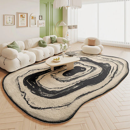 Tapis de salon VIKAMA Green Carpet en forme de crème, style 2025, nouveau tapis de chevet de chambre irrégulier en peluche, décoration d'intérieur