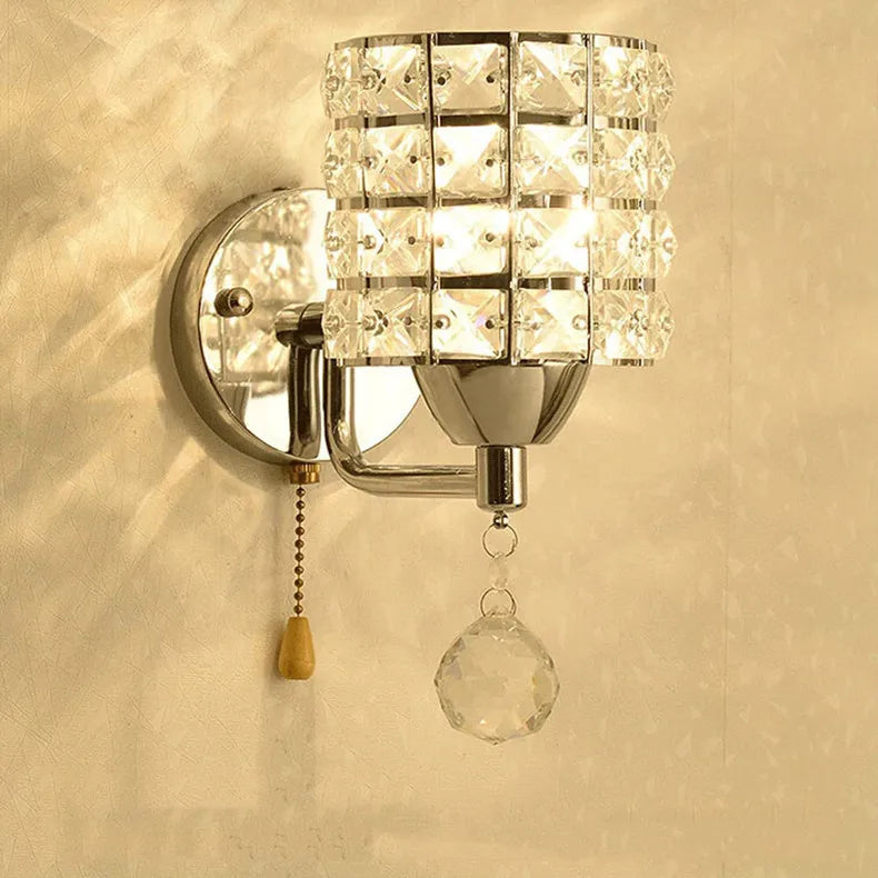Crystal Wall Lamp – Gold/Silver Decorative Sconce Light for Bedroom & Living Room