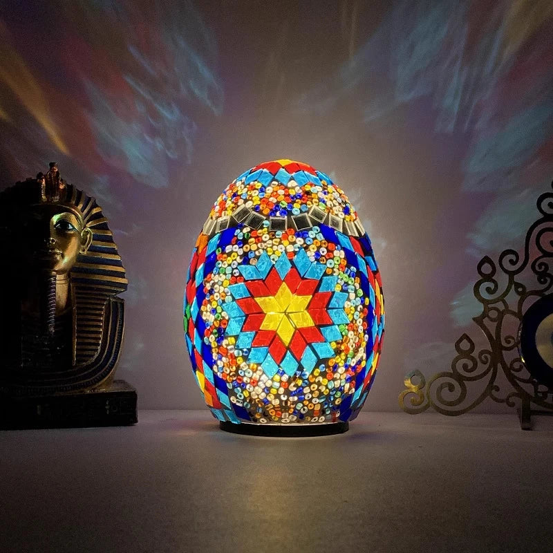 DIY Turkish Mosaic Egg Table Lamp Rechargeable Battery Bedside Desk Night Light